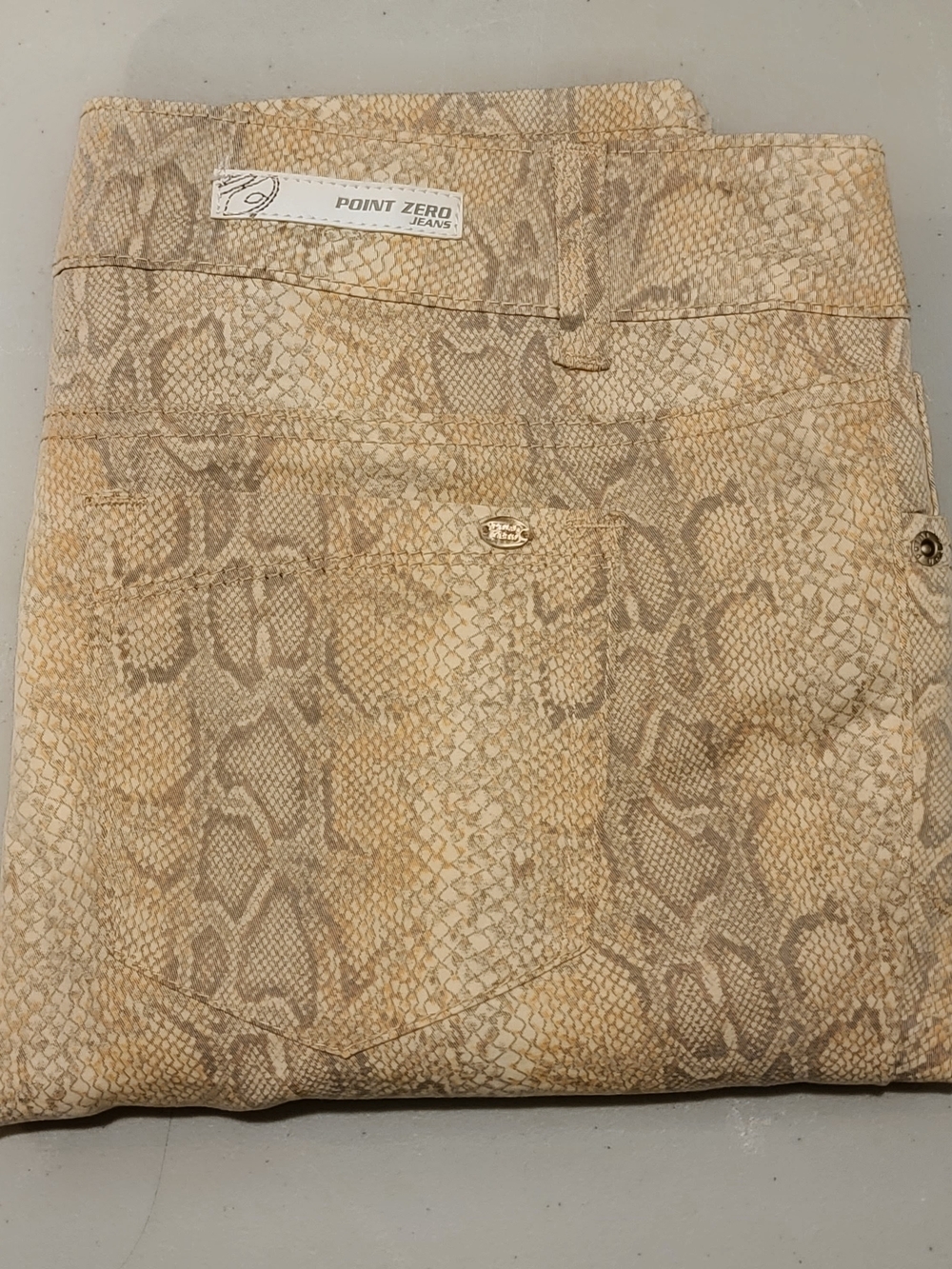 Point Zero Snakeskin Print Jeans in Beige -RARE Y2K🔥